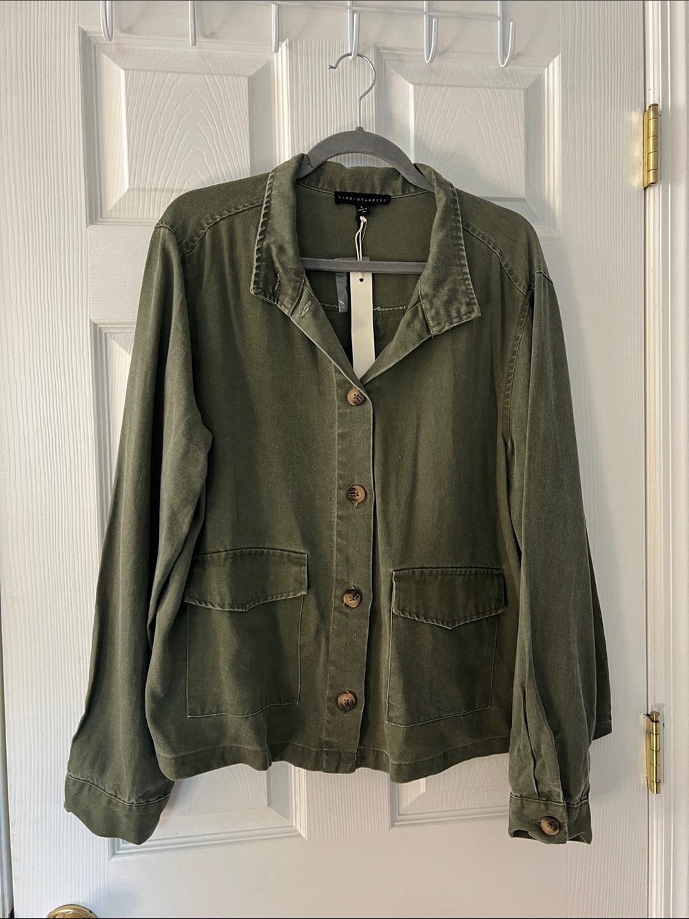 NWT Olive Green Button-Front Cotton Jacket